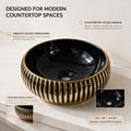 Black and Gold Round Ceramic vessel bathroom sink, additional product view 3