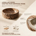 Wood Brown Round Artificial Stone vessel bathroom sink, additional product view 7