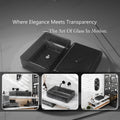 InArt Smoked Black Tempered Glass Rectangular Vessel Sink – Textured Design, 18.11