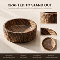 Wood Brown Round Artificial Stone vessel bathroom sink, additional product view 4
