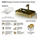 Gold Rectangular Ceramic vessel bathroom sink, additional product view 7