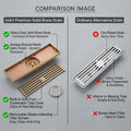 InArt Antique Brass Brass Shower Grate Drain – Self-Closing Trap Core, 12