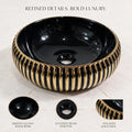 Black and Gold Round Ceramic vessel bathroom sink, additional product view 4