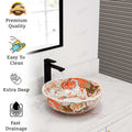 InArt Glossy Moroccan Ceramic Round Vessel Sink – Decorative Pattern, 15.75