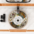 InArt Glossy Multicolor Ceramic Round Vessel Sink – Hand-Painted Pattern, 16.5