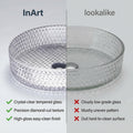 InArt Clear Tempered Glass Round Vessel Sink – Diamond-Cut Texture, 15.6