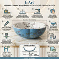 InArt Glossy Light Blue Ceramic Round Vessel Sinks – Scalloped Rim, 16