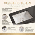 White and Gold Rectangular Ceramic undermount bathroom sink, additional product view 5