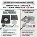 InArt Matte Black Linear Brass Shower Drain Channel with Side Outlet, 12 x 4 Inch, additional product view 7