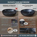 Table top bathroom sink matte black by InArt, rectangular ceramic wash basin for small bathrooms