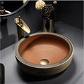 Bowl sinks for the bathroom side angle of InArt round ceramic vessel sink, matte brown finish