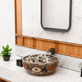 InArt Glossy Multicolor Ceramic Round Vessel Sink – Hand-Painted Pattern, 16.5