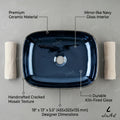 Blue Rectangular Ceramic vessel bathroom sink, additional product view 2