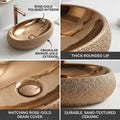 Bathroom sinks above counter side angle, InArt rectangular ceramic wash basin rose gold finish