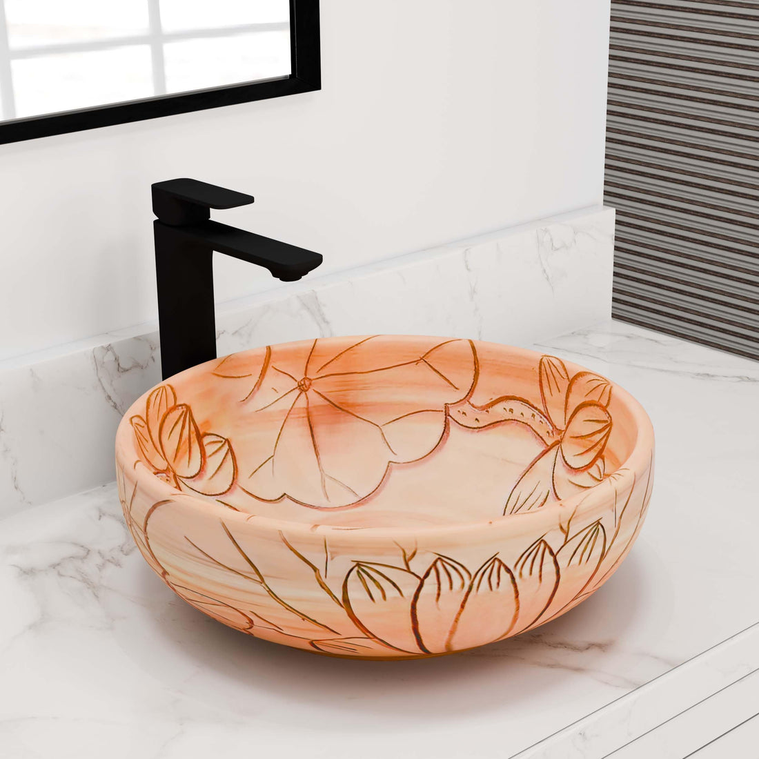 Vessel bowl vanity InArt matte ceramic square vessel sink 40x40 countertop wash basin