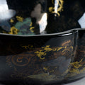 Over counter ceramic oval vessel bowl vanity sink in bathroom setting, decorative InArt tabletop wash basin