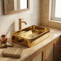 Gold Rectangular Ceramic vessel bathroom sink, additional product view 5