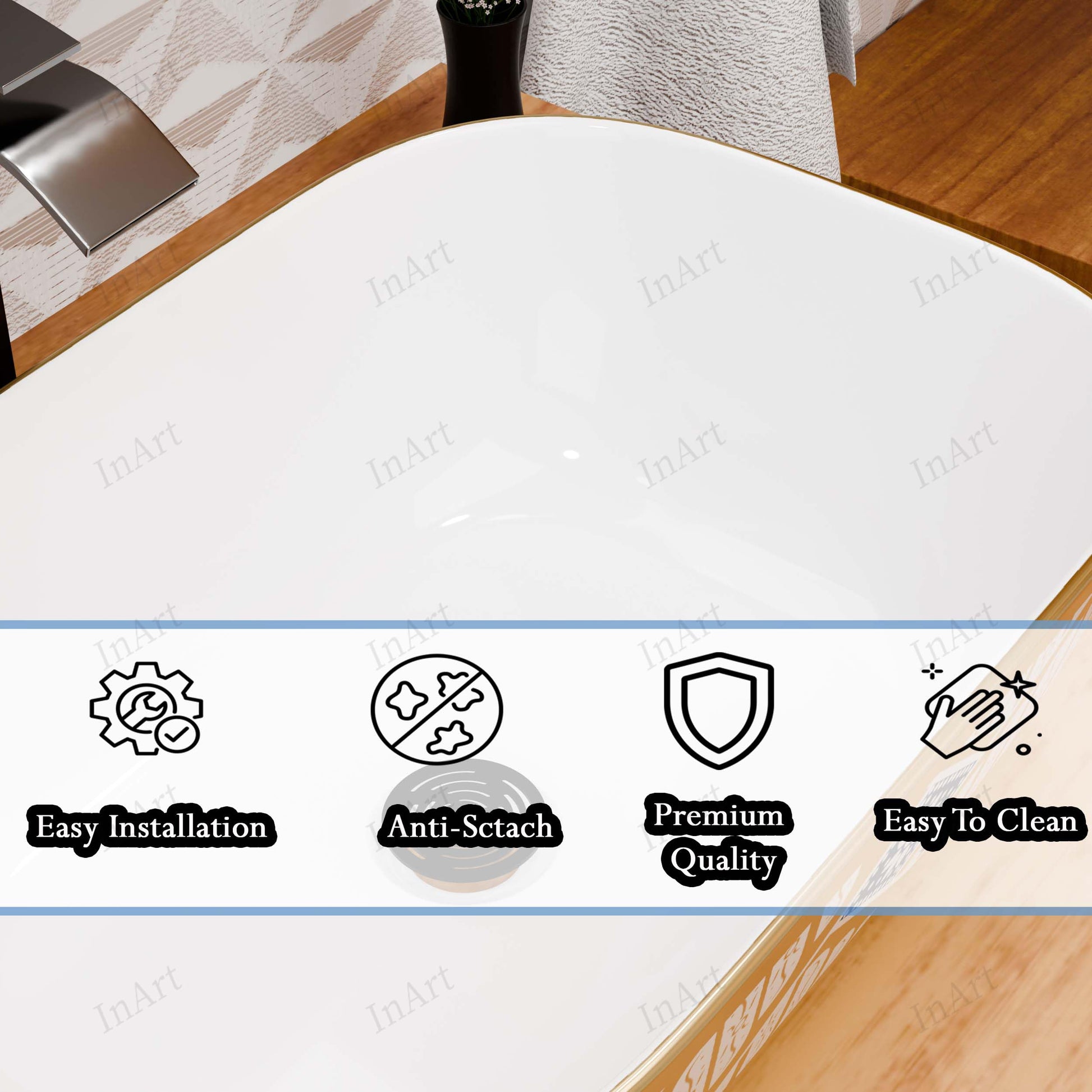 InArt Black Round Ceramic Bathroom Vessel Sink product image 9 of 12