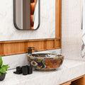 InArt Glossy Multicolor Ceramic Round Vessel Sink – Hand-Painted Pattern, 16.5