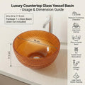 InArt Amber Orange Glass Vessel Sink for Countertop Bathrooms, 13.4 Inch, additional product view 6