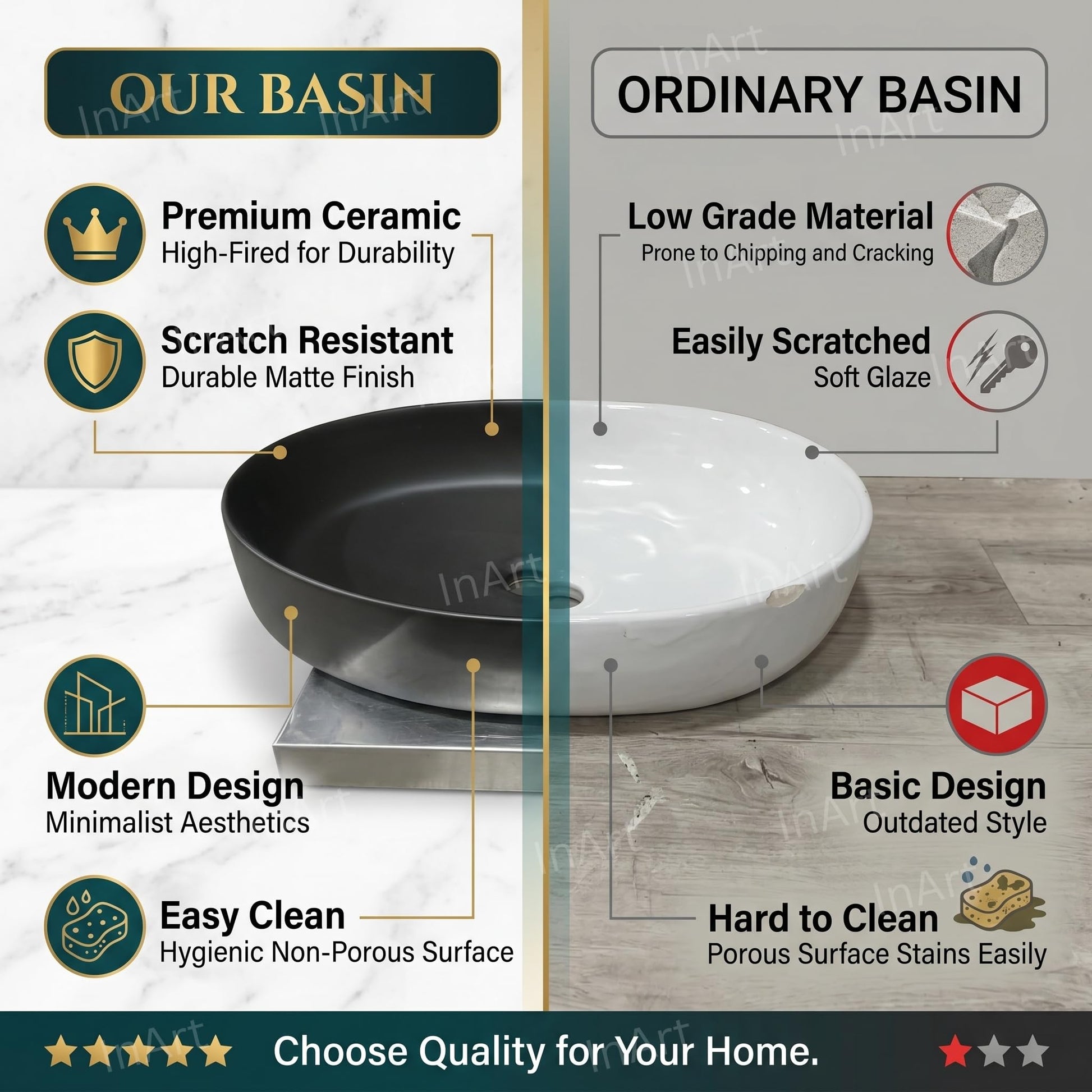 Charcoal Black Oval Ceramic vessel bathroom sink, additional product view 5