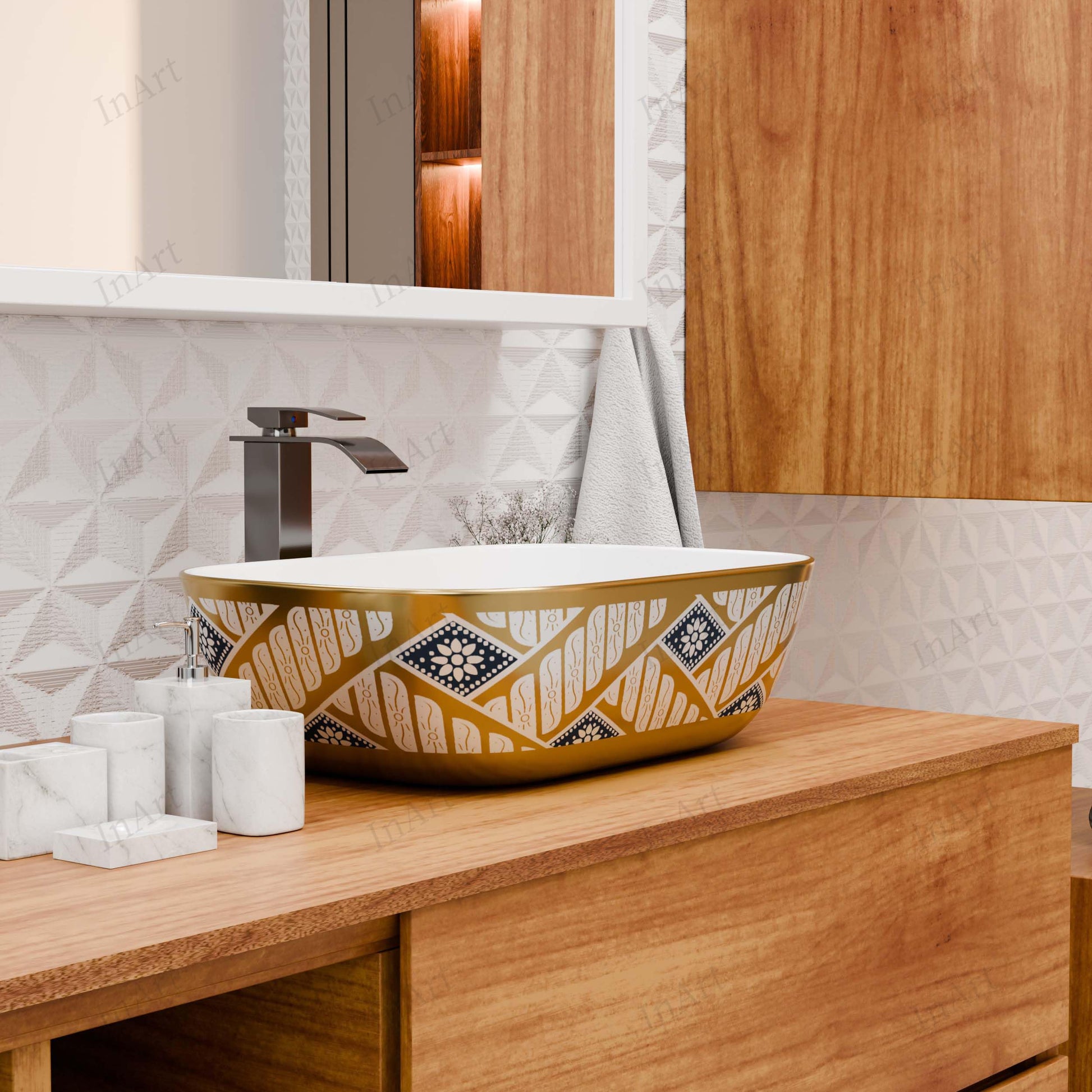 InArt Black Round Ceramic Bathroom Vessel Sink product image 5 of 12