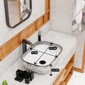 Small rectangular vessel sink dimensions view, 45.5 x 32 x 13.5 cm silver white ceramic basin