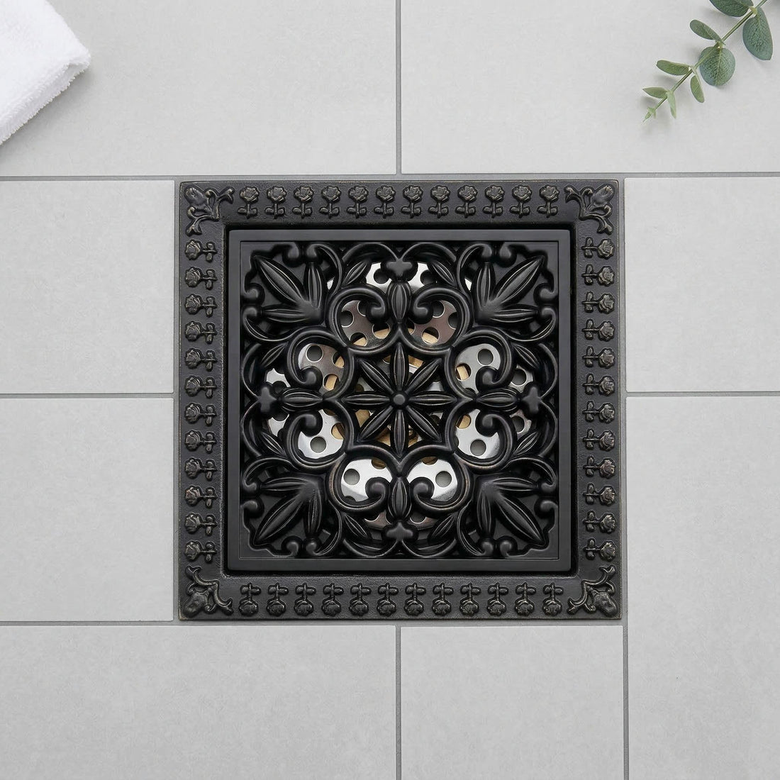 InArt Matte Black 12 x 4 Inch Brass Shower Drain Channel with Removable Grate