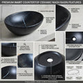 Matte black ceramic vessel sink, rectangular shape countertop basin shown from side angle