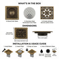 InArt 12 x 4 Inch Brass Shower Floor Drain Channel with Removable Grate, additional product view 6