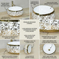 White and Gold Round Ceramic vessel bathroom sink, additional product view 3