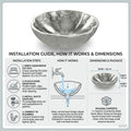 InArt Silver Ceramic Round Vessel Sinks – Moroccan Pattern, 16.5