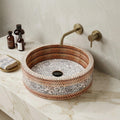 InArt Satin Patterned Ceramic Round Vessel Sink – Above Counter, 16