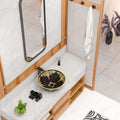 Small bathroom vessel sink on vanity tops for vessel sinks, round ceramic basin in black gold