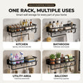 Aluminum spice rack with raised guard rail and open shelf base
