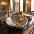 InArt Silver Ceramic Round Vessel Sinks – Moroccan Pattern, 16.5