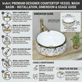White and Gold Round Ceramic vessel bathroom sink, additional product view 6