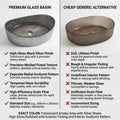 InArt Smoked Tempered Glass Oval Vessel Sink – Ribbed Texture, 19.7