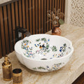 InArt Vessel Sinks for Bathroom – Glossy White Ceramic Round, Scalloped Rim 16.5