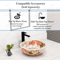 InArt Glossy Moroccan Ceramic Round Vessel Sink – Decorative Pattern, 15.75