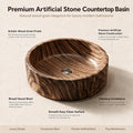 Wood Brown Round Artificial Stone vessel bathroom sink, additional product view 8