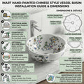 InArt Vessel Sinks for Bathroom – Glossy White Ceramic Round, Scalloped Rim 16.5