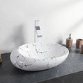 Vessel sinks InArt Satvario rectangular ceramic vessel sink 20x12 white gray marble glossy countertop basin