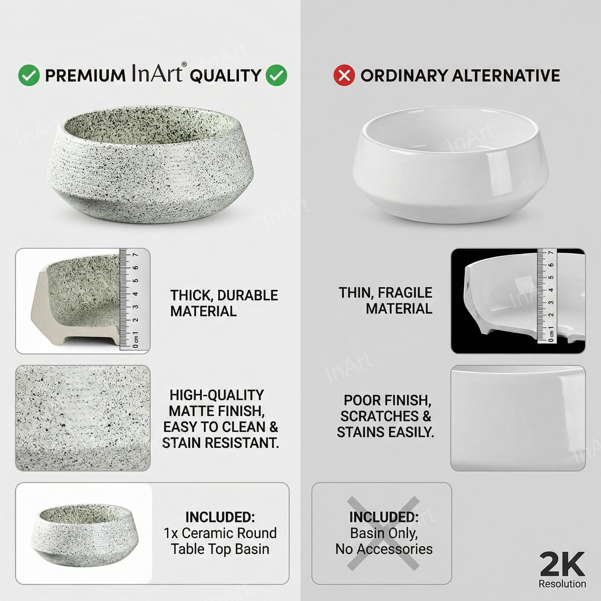 InArt Light Green Ceramic Vessel Sink – 16.5" Round Countertop Bathroom Vanity Basin DW266, additional product view 7