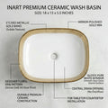 Oval vessel sink side angle, ceramic sink vessel glossy white with gold trim for vanity