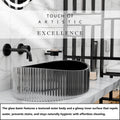 InArt Smoked Tempered Glass Oval Vessel Sink – Ribbed Texture, 19.7