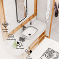 Table top bathroom sink on vanity, rectangular ceramic vessel basin in silver white for modern bath