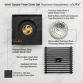 InArt Matte Black Linear Brass Shower Drain Channel with Side Outlet, 12 x 4 Inch, additional product view 2