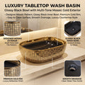 Black and Gold Rectangular Ceramic vessel bathroom sink, additional product view 4