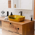 Gold Rectangular Ceramic vessel bathroom sink, additional product view 2